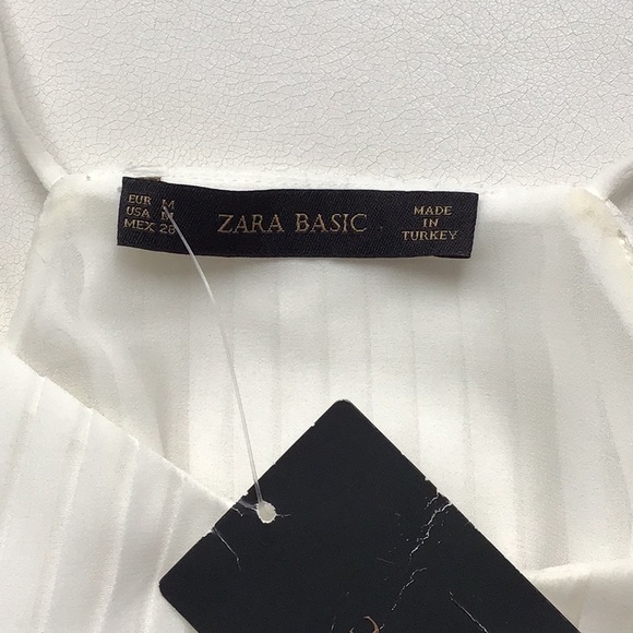 ZARA Off White Sheer Pleated Swing Top Camisole - Picture 3 of 5